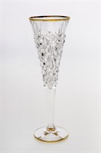 Набор бокалов для шампанского "GLACIER", декор "Отводка золото"; 200 мл (набор 6 шт.), хрусталь, Bohemia Jihlava