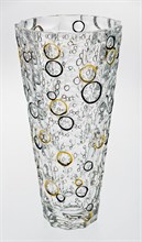 Ваза "LISBOA", 31 см; декор "Золотые и черные кольца", хрусталь, Bohemia Jihlava