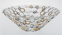 Салатник "LISBOA", 30 см; декор "Золотые и черные кольца", хрусталь, Bohemia Jihlava