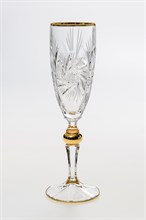 Набор бокалов для шампанского "PINWHEEL", декор "Отводка золото, золотой шар"; 180 мл (набор 6 шт.), хрусталь, Bohemia Jihlava