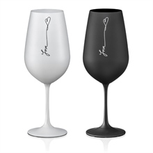 Набор бокалов для вина Виола 550 мл декор "LOVE" черно-белое (2шт)