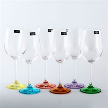 Набор бокалов для красного вина "COLIBRI" 450 мл "Color mix цветные ножки" (6шт),