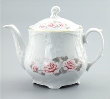 Чайник 550 мл Rococo, декор "Бледные розы, отводка золото" Cmielow