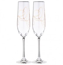 Набор бокалов для шампанского Виола 190 мл (2 штуки) декор "STRING" золото Crystalex