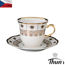 Набор кофейных пар Thun Менуэт золотой орнамент 165 мл (6 пар)
