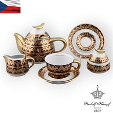 Сервиз чайный на 6 персон с чайником 550 мл Kelt 004 Черный, декор золото  Rudolf Kampf