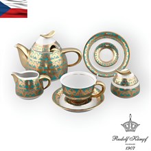 Сервиз чайный на 6 персон с чайником 550 мл Kelt 003 Изумруд, декор золото Rudolf Kampf