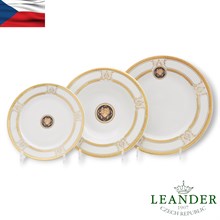 Набор тарелок на 6 персон "Gold Head" Белый декор Leander 18 предметов