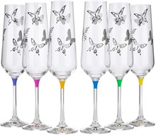 Набор бокалов  для шампанского Сандра 200 мл (6шт), декор "BUTTERFLY"