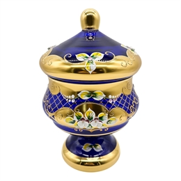 Конфетница Доза с крышкой 24 см, Синяя лепка 000060