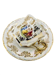 Кофейная пара 120 мл Мадонна Перламутровая (чашка+блюдце), Queens Crown 000605