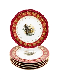 Набор тарелок Красная охота 24 см (разные животные) / 6 шт / Royal Czech Porcelain 001026