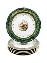 Набор обеденных тарелок Зелёная охота 24 см (разные животные) / 6 шт / Royal Czech Porcelain 001033
