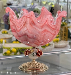 Фруктовница White Crystal Alabastro Rosso розовый бутон 66855