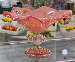 Фруктовница White Crystal Mirtillo розовое с золотом 66866