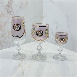 Набор 18 бокалов, розовая лепка (Вино / Шампанское / Водка) 000935