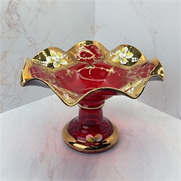 Конфетница Ромашка 21 см, на ножке, высота 15 см, Красная лепка 000961