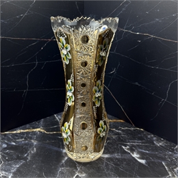 Ваза " Колба" 26 см, хрусталь с лепкой 001084