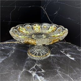 Конфетница на ножке плоская 19 см (8525) хрусталь с лепкой 001133