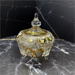 Сахарница с крышкой 14 см на трёх ножках (3033) хрусталь с лепкой 001202