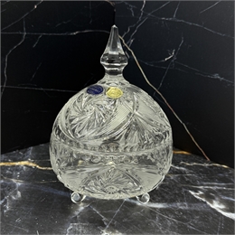 Сахарница с крышкой, 18 см (на трех ножках), хрусталь 001230