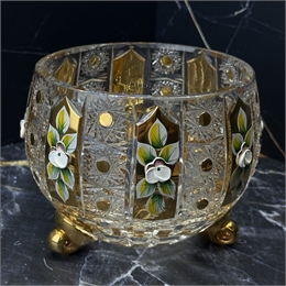 Конфетница Триножка глубокая 14 см, хрусталь с лепкой 001241