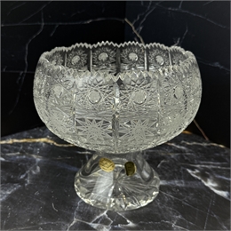 Конфетница (4408) 15 см круглая на ножке, хрусталь снежинка 001244