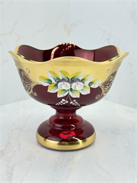 Конфетница "Сок" (волна) 16 см, красная лепка 001074