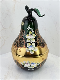 Конфетница "Груша", с крышкой, 24 см, Зелёная лепка 001077