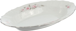 Блюдо овальное 24 см "Бледная роза платина" Bernadotte ББ17405