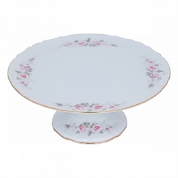 Тортница на ножке 32 см "Бледные розы с золотой отводкой" Bernadotte ББ1682