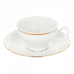Набор для чая 200 мл на 6 персон 12 предметов "Бернадот белый с золотой отводкой" Bernadotte ББ35144