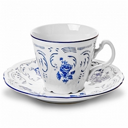 Набор чайных пар 200 мл на 6 персон 12 предметов "Бернадот Синяя роза" Bernadotte ББ19277