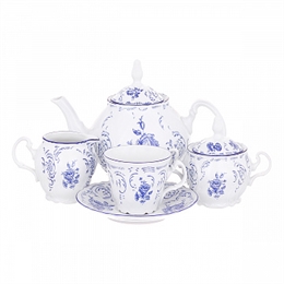 Сервиз чайный на 6 персон 15 предметов "Бернадотт Синие розы" Bernadotte ББ43748