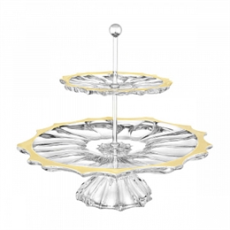 Горка двухъярусная нна ножке 35 см "Плантика" золотая ББ76639