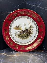 Настенная тарелка 24 см Красная охота (Заяц в кустах) 000701