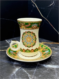 Набор Армуд с блюдцами (6 пар) Зеленый узор, в подарочной упаковке 000822