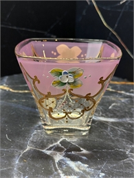 Конфетница квадратная Розовая 13 см , с лепкой 001506