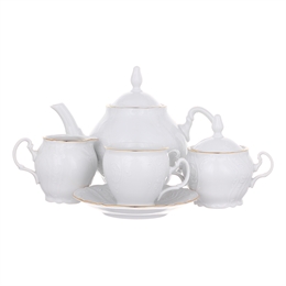 Сервиз чайный на 6 персон 15 предметов "Бернадот белый отводка золото" Bernadotte ББ43308