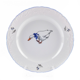Блюдо круглое 29 см  Rococo, декор "Гуси" Cmielow 001640