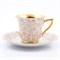 Чашка с блюдцем 100 мл Виндзор золотые цветы, белый - фото 17997