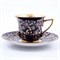 Чашка с блюдцем 100 мл Виндзор золотые цветы, синий - фото 17998