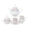 Чайный сервиз на 6 персон Thun Яна серый мрамор с розовым кантом 17 предметов - фото 62538