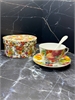 Чайная пара с ложкой Grand Collection 200 мл, тонкий фарфор 001157 - фото 98250